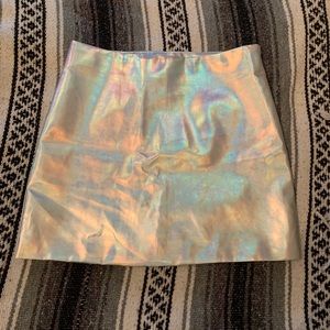 NWT FOREVER 21 SILVER HOLOGRAPHIC SKIRT SZ M